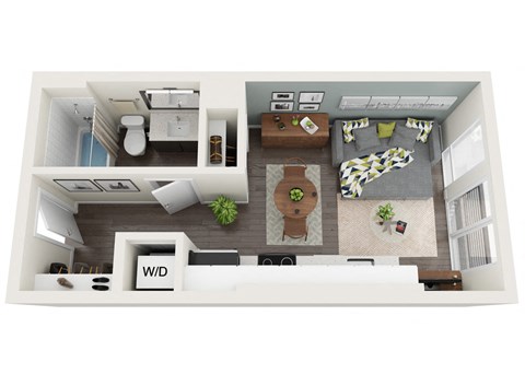 Floor plan for studio, 1 bath, 355 sqft